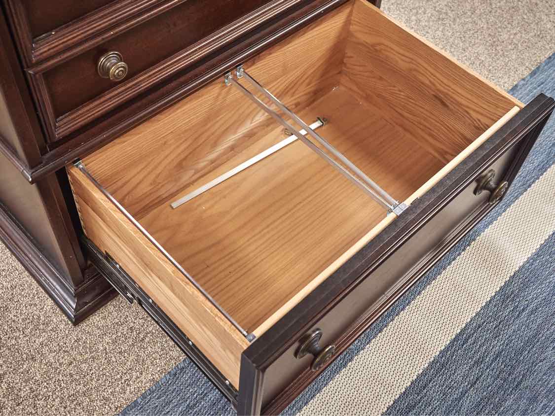 Stanley Cherry Two Piece Lighted Bookcase
