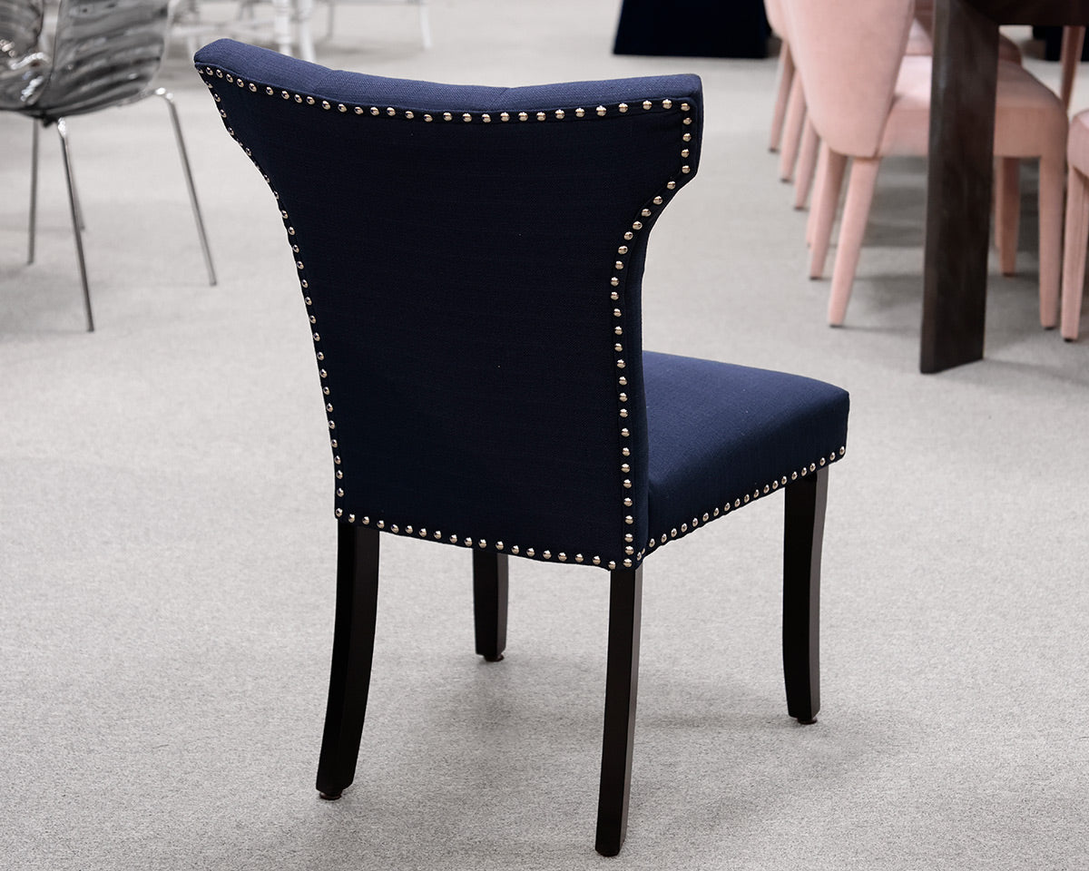 Set of 10 Deep Navy Upholstered Dining Chairs