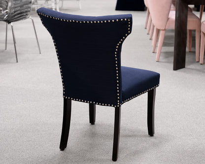 Set of 10 Deep Navy Upholstered Dining Chairs