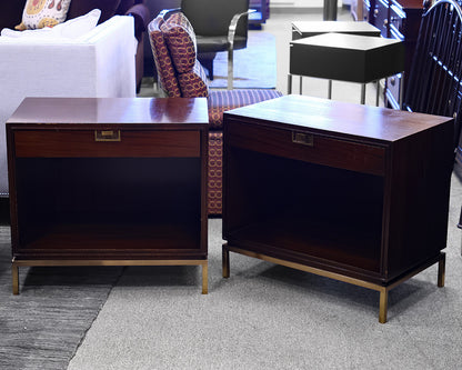 Pair of Thomas Pheasant for Baker Knapp and Tubbs Nightstands in Espresso