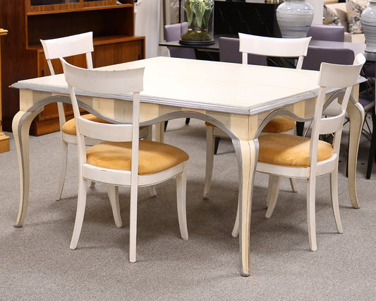 Roche Bobois Custom Square Dining Table With Four Dining Chairs