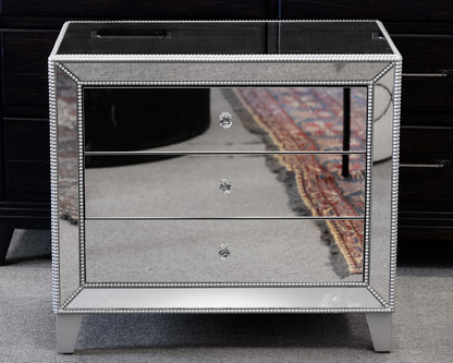 3 Drawer Mirrored Bedside Chest