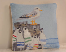Sea Gull on Pier with Buoys Accent Pillow