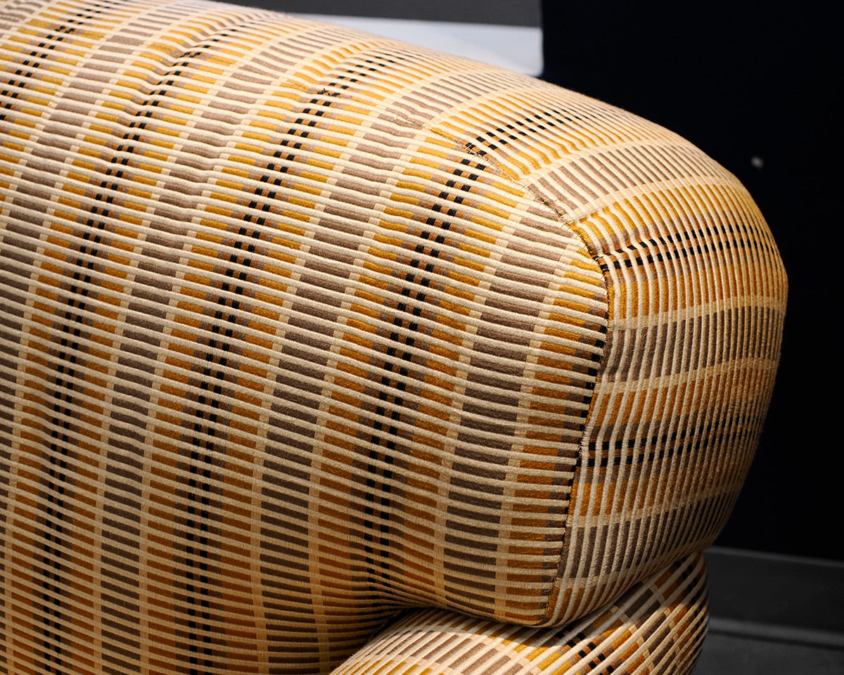 Gold and Black Striped Club Chair