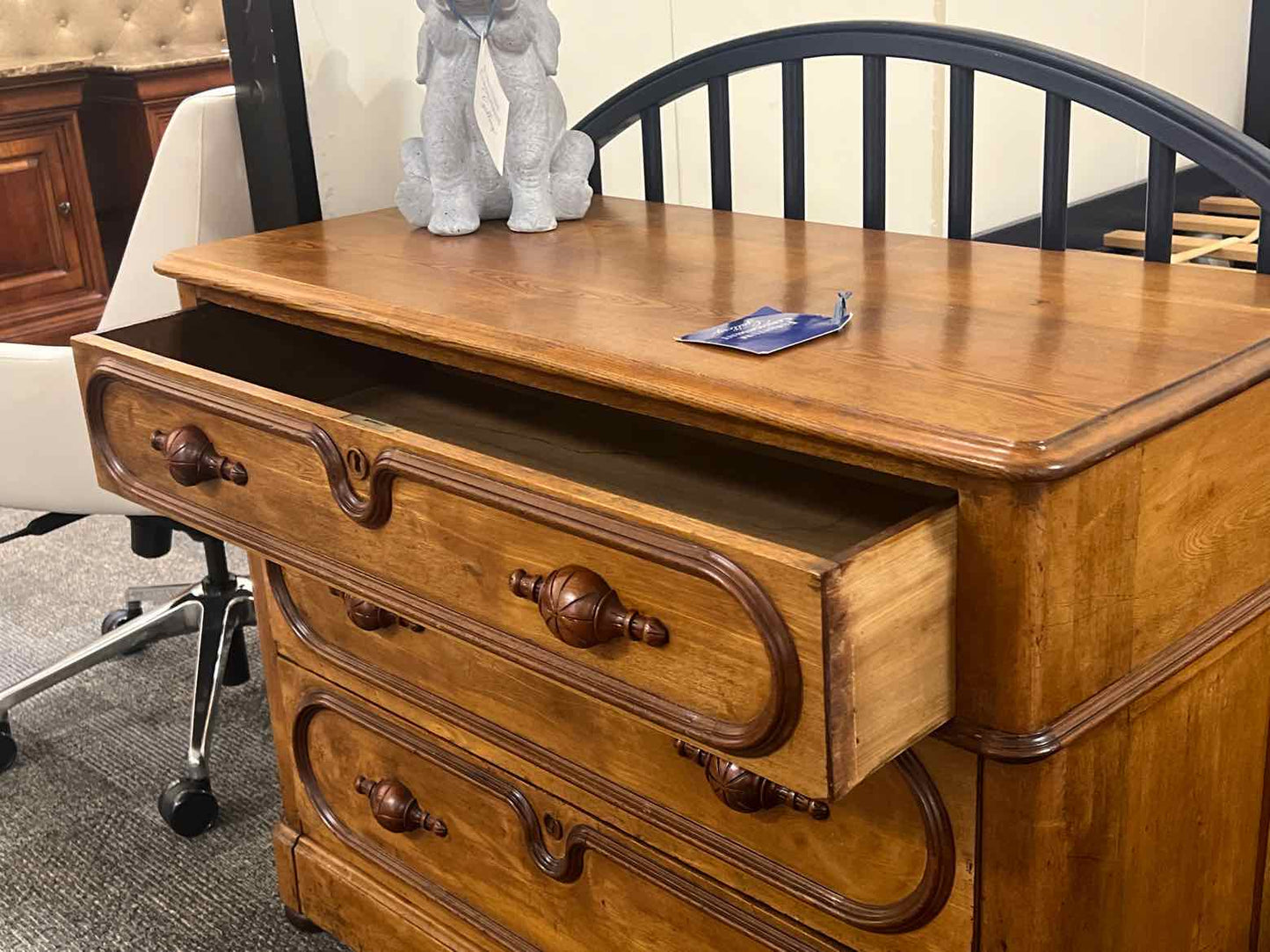 Antique Oak Acorn Chest