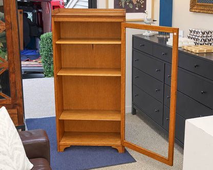 Oak Glass Door Bookcase with 3 Adjustable Shelves