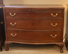 Mahogany 3 Drawer Dresser with Carving & Ball & Claw feet