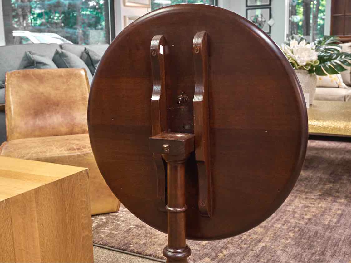 Inlaid Mahogany Tilt-Top Pedestal Accent Table