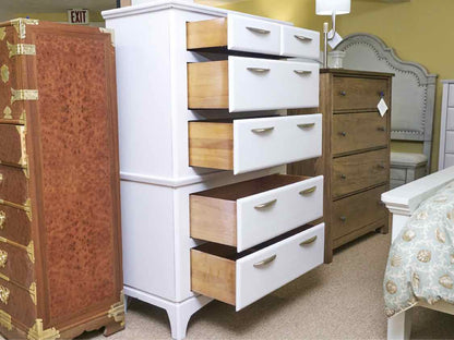 Global Furniture 'Cottage White' Custom Finish 5 Drawer Chrome Handles  Chest