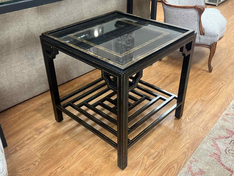 Black Lacquer Asian-Style Side Table