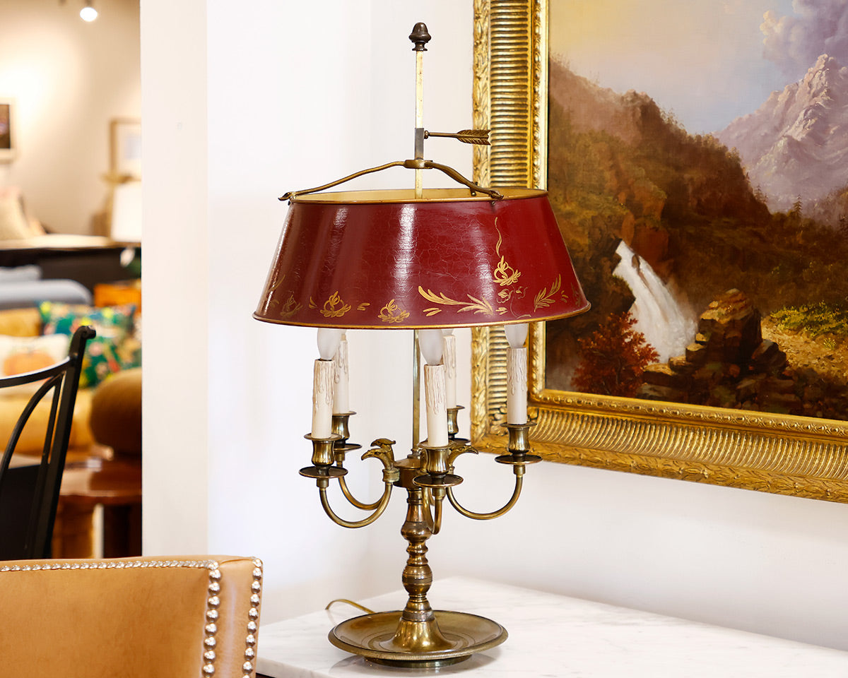 Antique Red and Gold Table Lamp