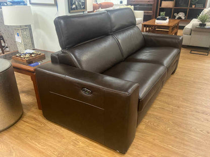 Dark Brown Leather Power Reclining Sofa