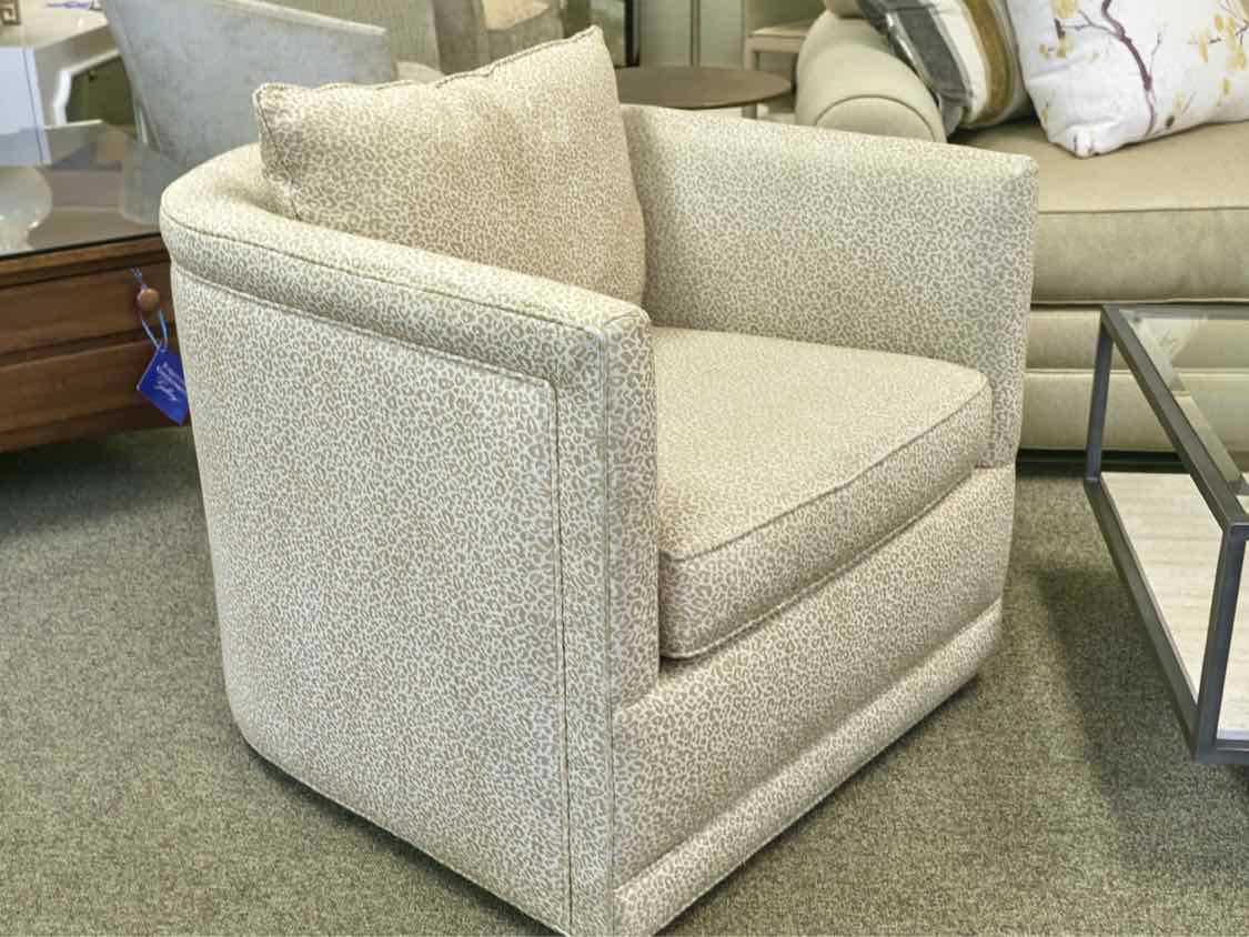 Pair of Boston Interiors Swivel Barrel Chairs in Cheetah Print