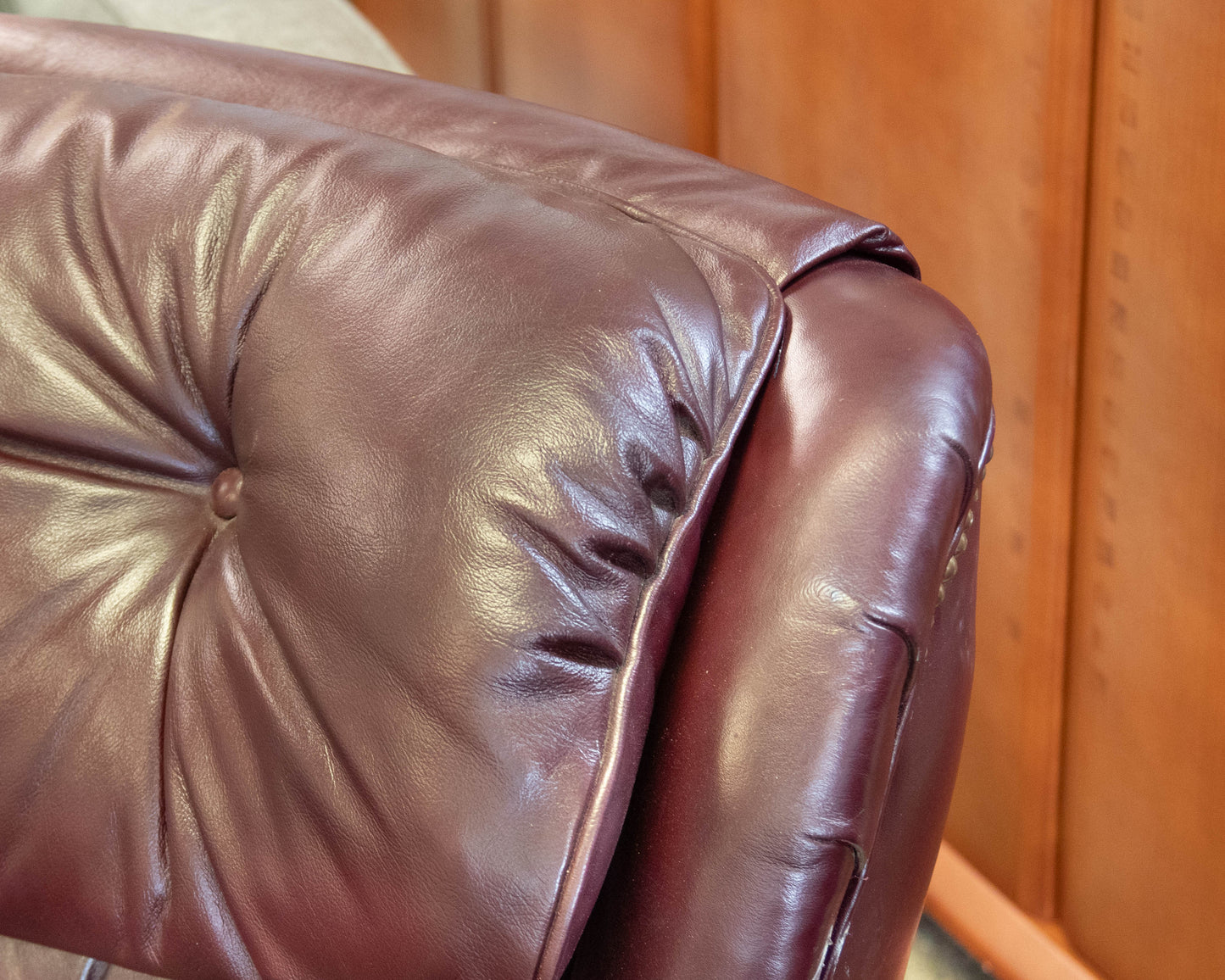Luxury in Leather Oxblood Red Leather Tufted Club Chair& Ottoman