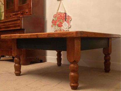 Rustic Pine Cocktail Table With Turned Legs