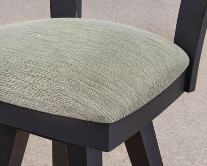 Set of 5  Swivel Counter Stools with Mint Green Upholstered Seats