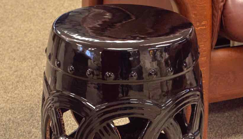 Ceramic Garden Stool in Black