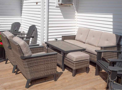 Resin Wicker 3 Cushion Sofa, 2 Chairs, Coffee Table ,2 Ottomans Outdoor Set