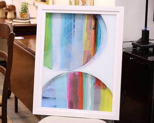 "Rhythmic Circles IIA" Print in White Lacquer Frame
