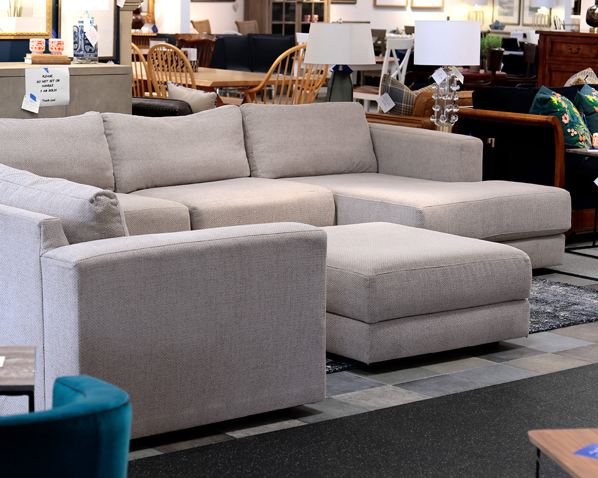 Crate & Barrel Upolstered 4-Piece Sectional W/ Ottoman