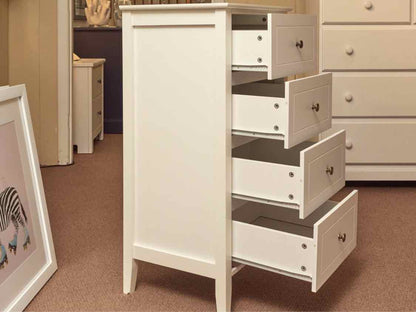 White Finish Petite 4 Drawer Chest