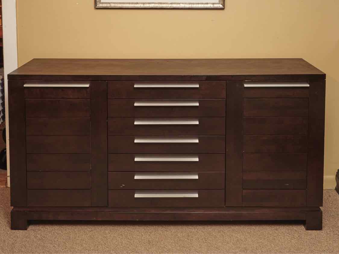 Espresso Finish Contemporary 4 Drawer & 2 Door  Sideboard