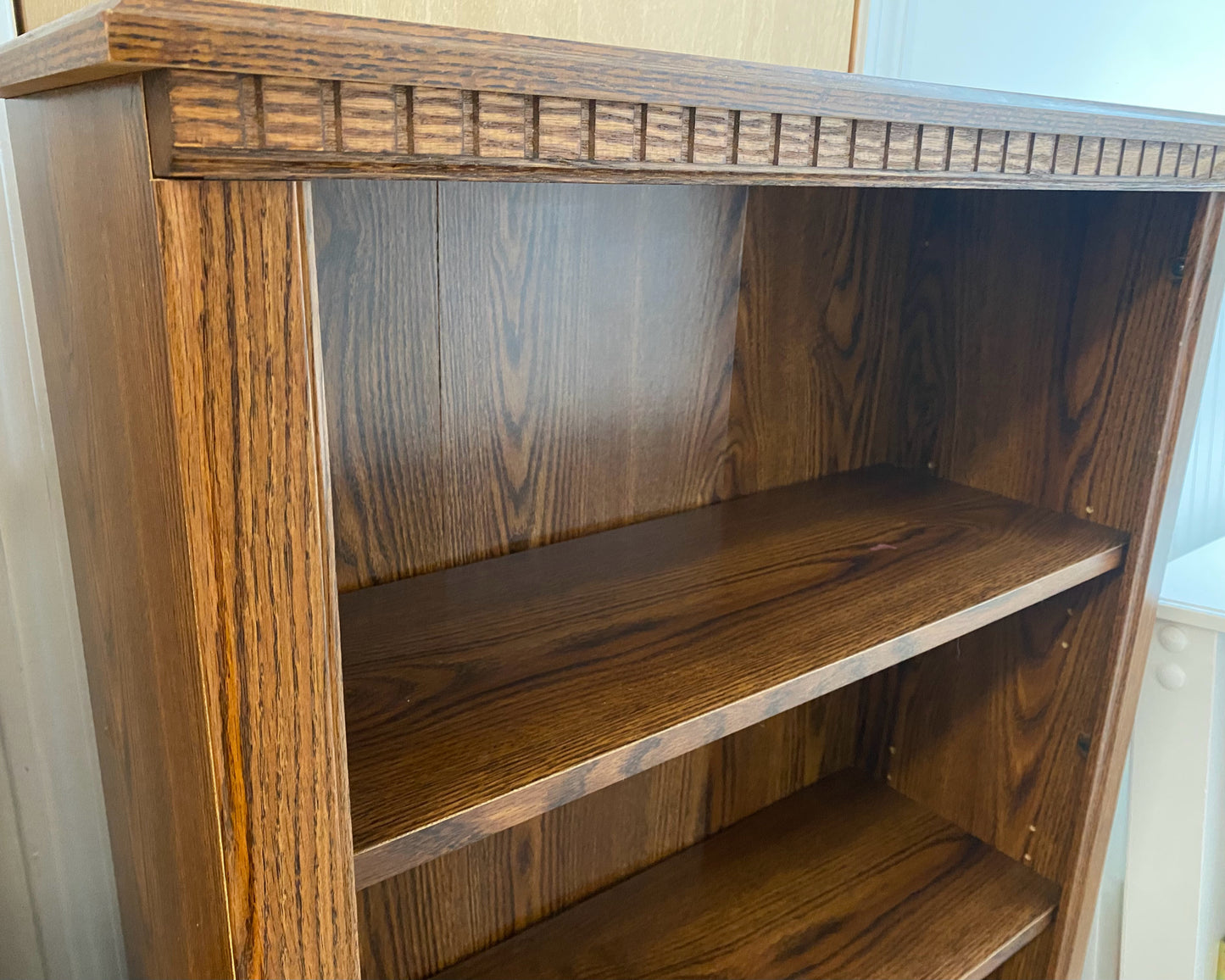 Oak Veneer 2 Adjustable Shelf  Bookcase