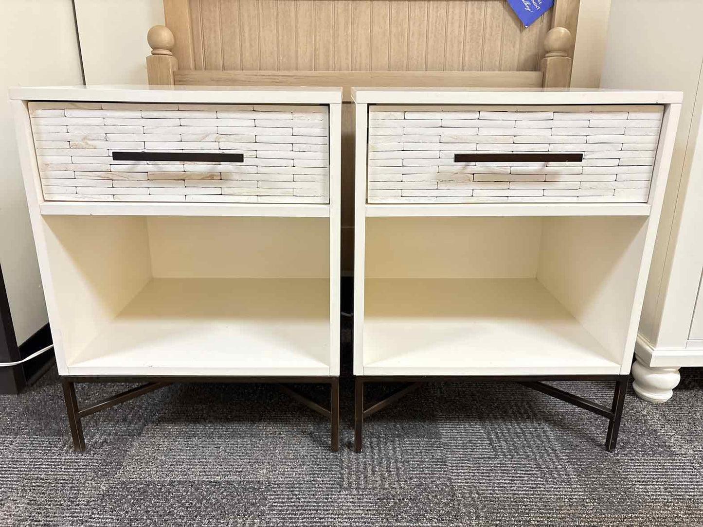 West Elm Pair of Tile Front Nightstands