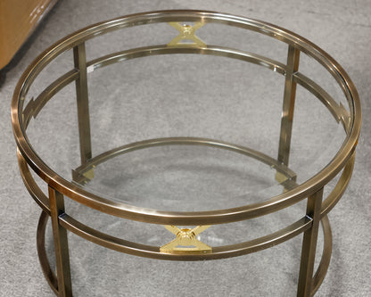 Round Chrome and Glass Coffee Table