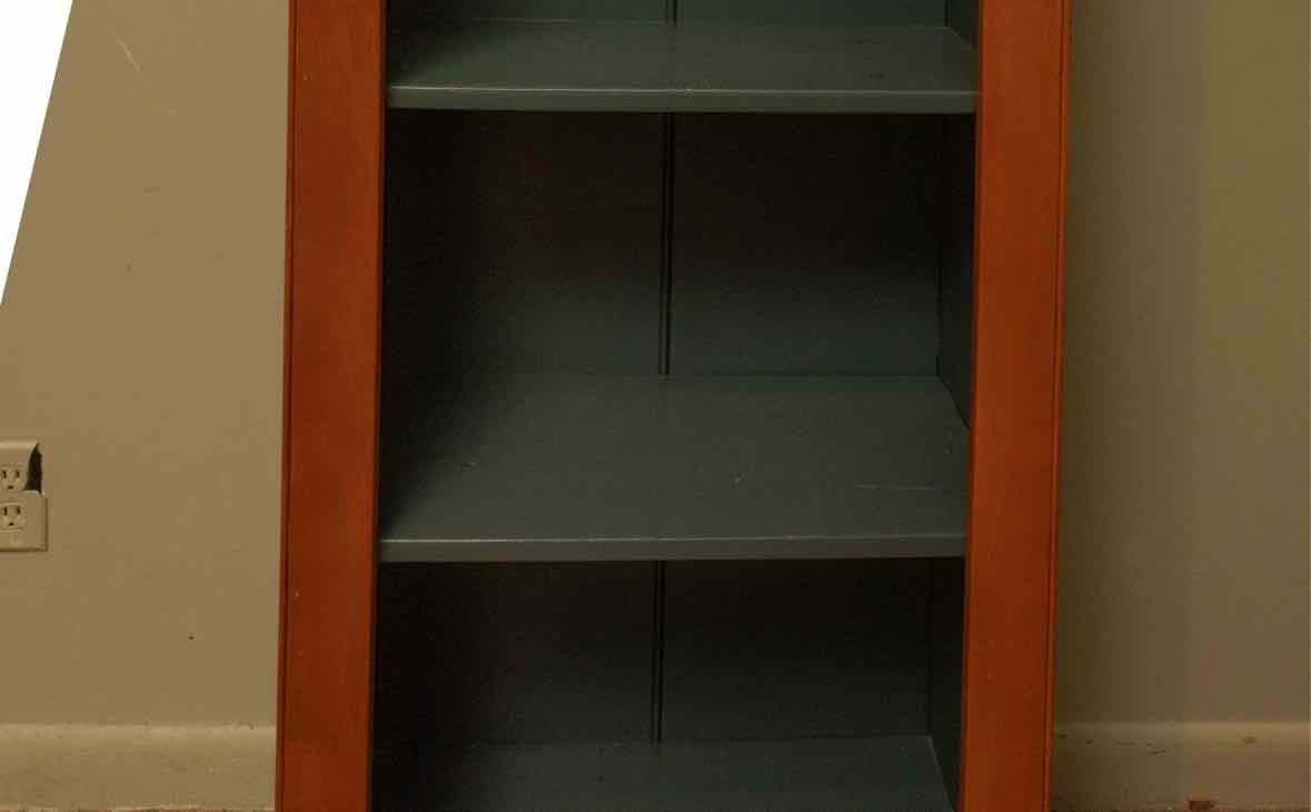 Cherry With Custom Painted 'Fir Green' Accent 5 Shelf  Bookcase