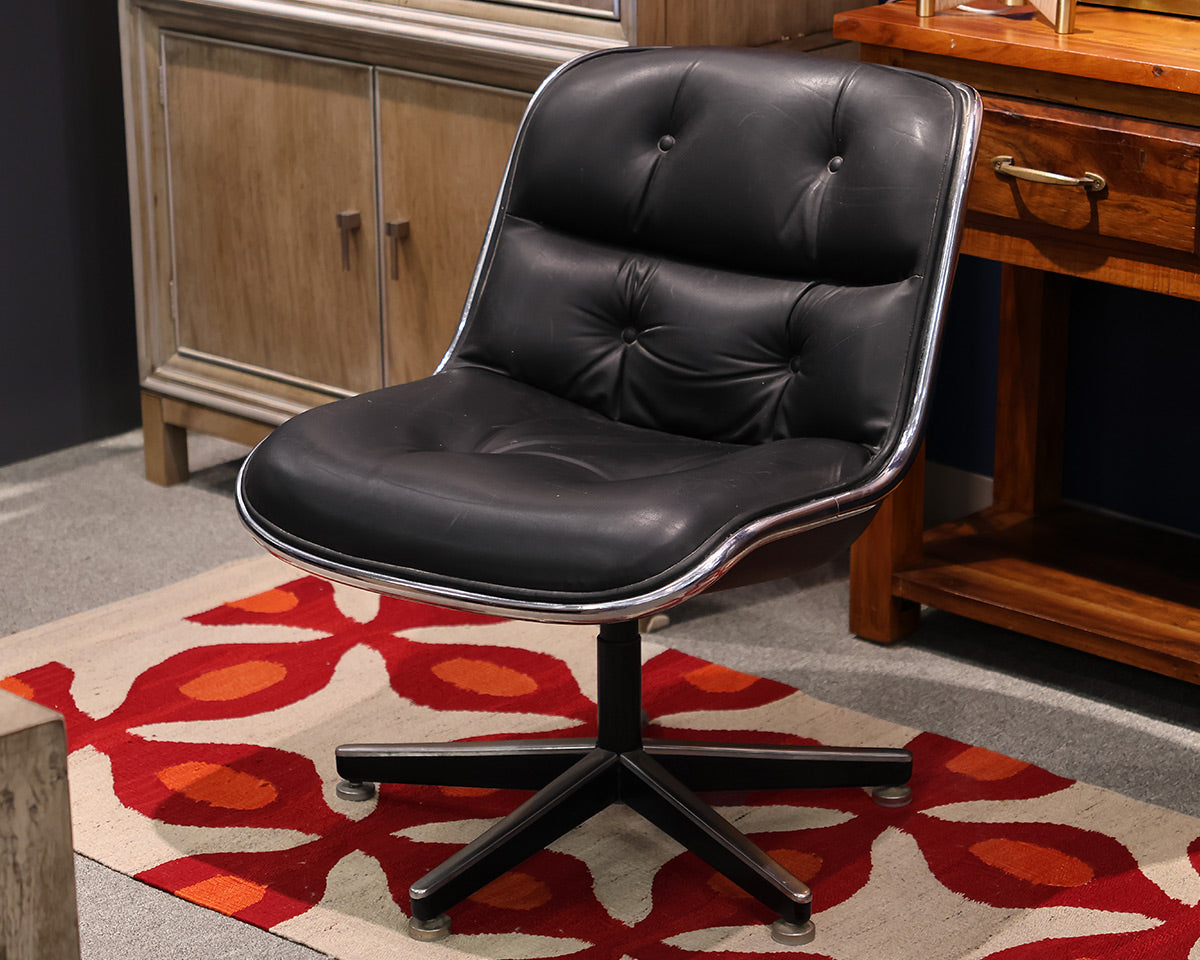 Vintage Leather Black Swivel Office Chair