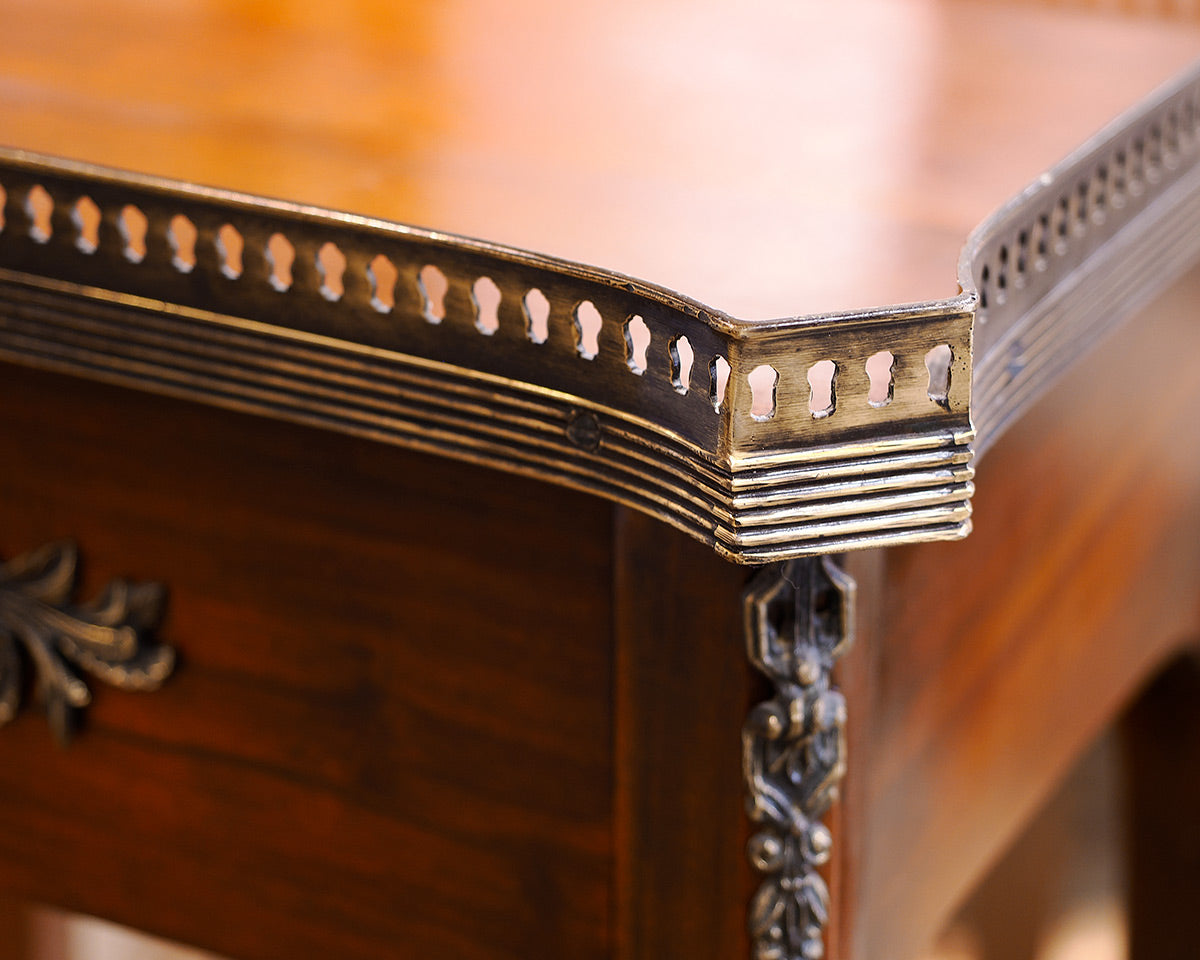Mahogany Traditional Accent Side Table With Metal Trim