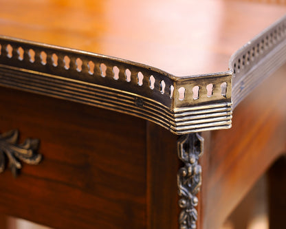 Mahogany Traditional Accent Side Table With Metal Trim