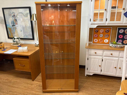 Lighted Teak Display Cabinet
