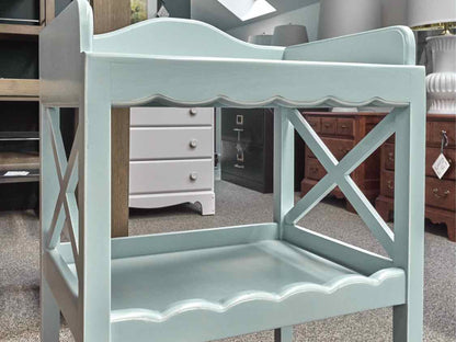 Pair of Pale Blue Cottage Side Tables with Lower Shelf