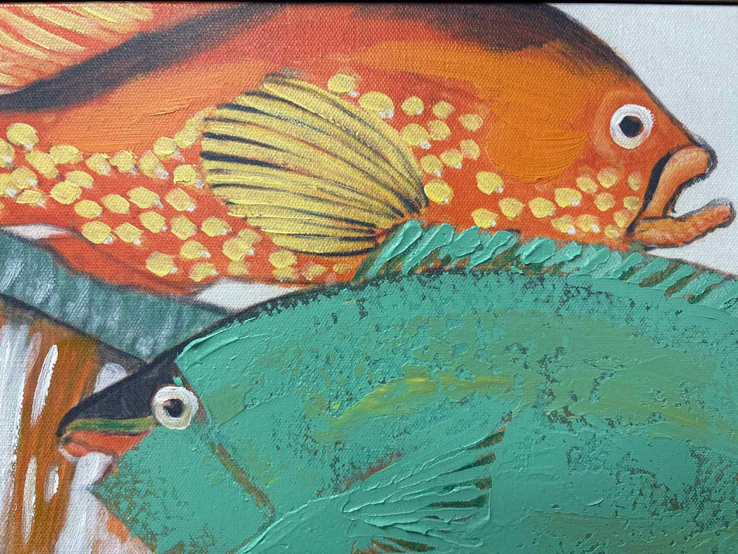 Set of Two Colorful Tropical Fish Paintings