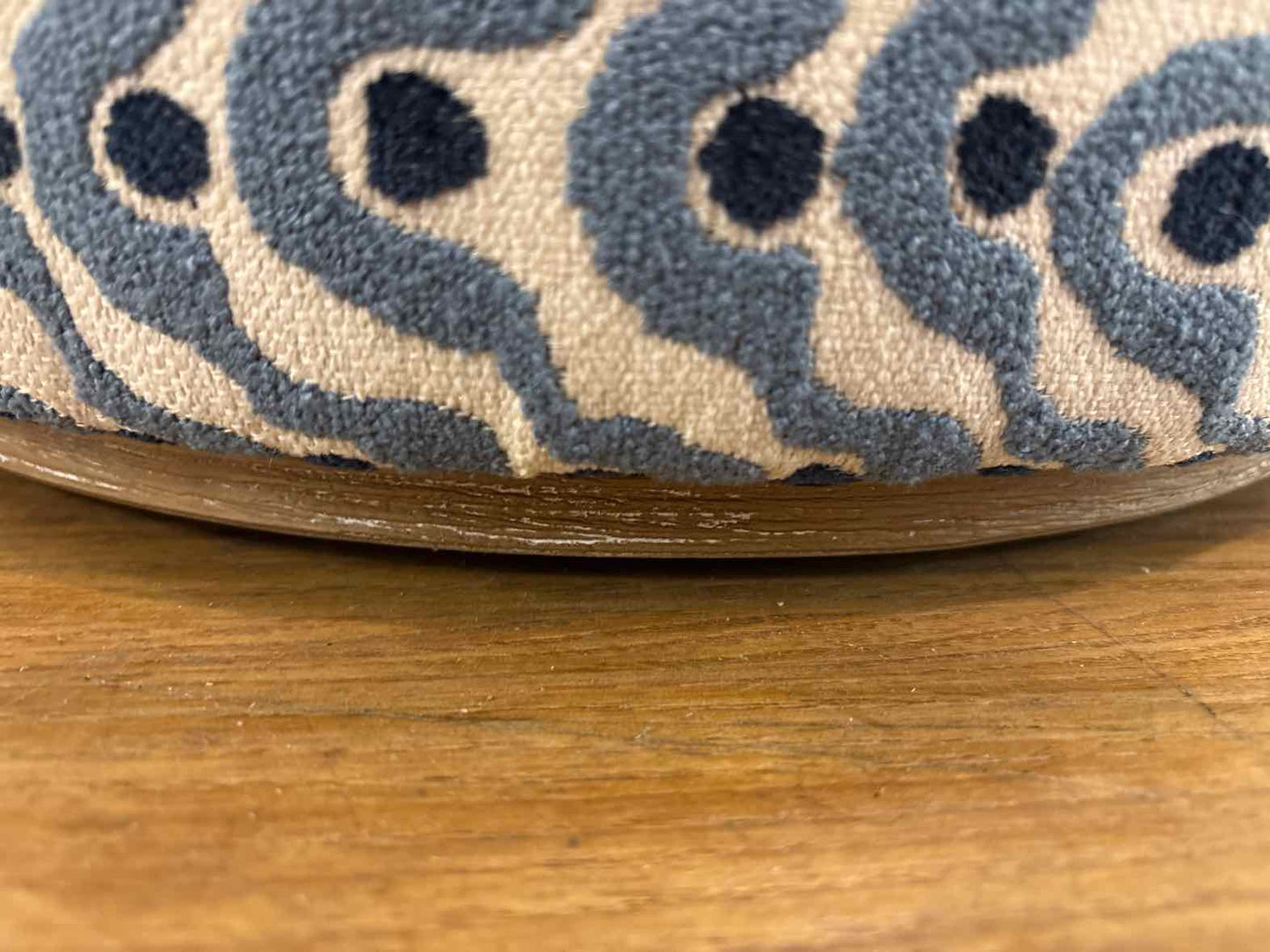 'Cas' Ottoman in Blue Swirl Pattern