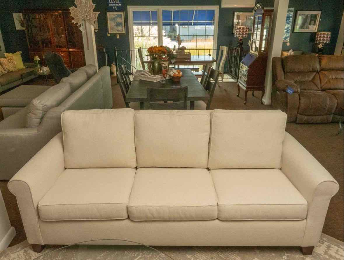 Pottery Barn White 3 Cushion  Rolled Arm Sofa