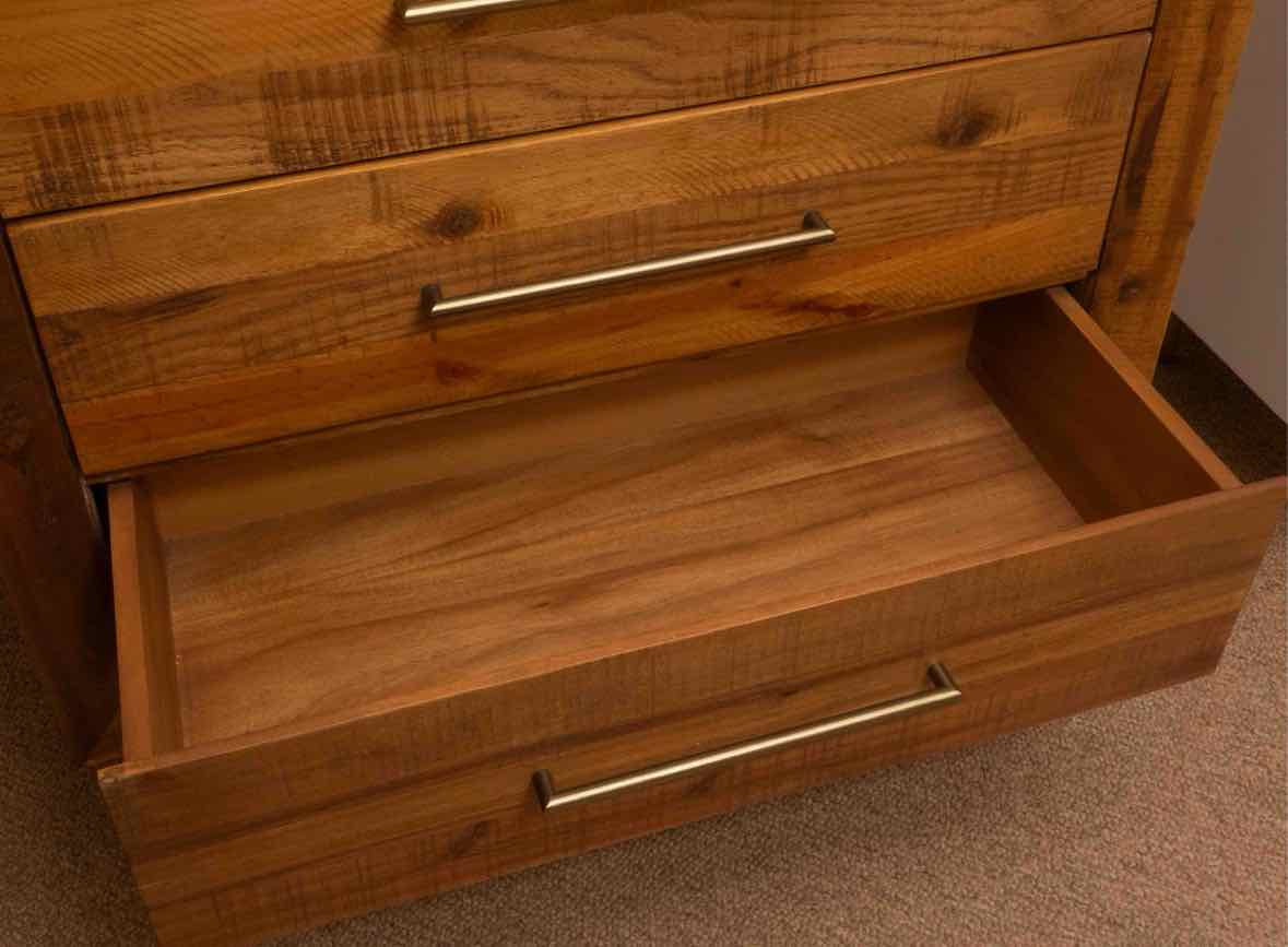 West Elm 'Alexa' Reclaimed  Pine Brass Finsh Handles 5 Drawer Chest