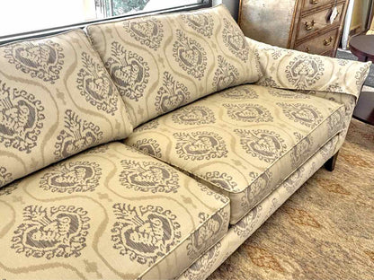 Ethan Allen Upholstered  Neutral Toned Damask Sofa