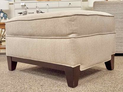 Upholstered Ottoman in Sand W/ Espresso Base