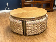 J&J Rattan Hassock Cocktail Table w/ Storage Stools