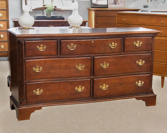 American Drew 7-Drawer Serpentine Front Dresser with Mirror in Cherry