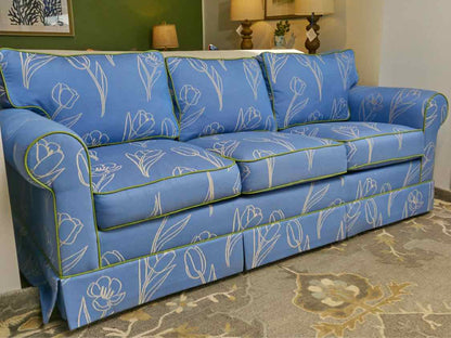 Norwalk  Furniture Sky Blue With Green Piping Upholstered  Queen Sleeper
