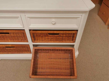 Broyhill White 2 Drawer Media Furniture with Wicker Baskets