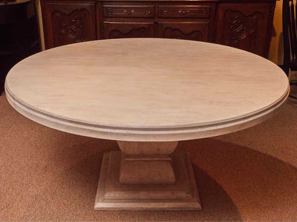 Ballard Design 'Andrews 'White Washed Mango Wood Round Pedestal Dining Table