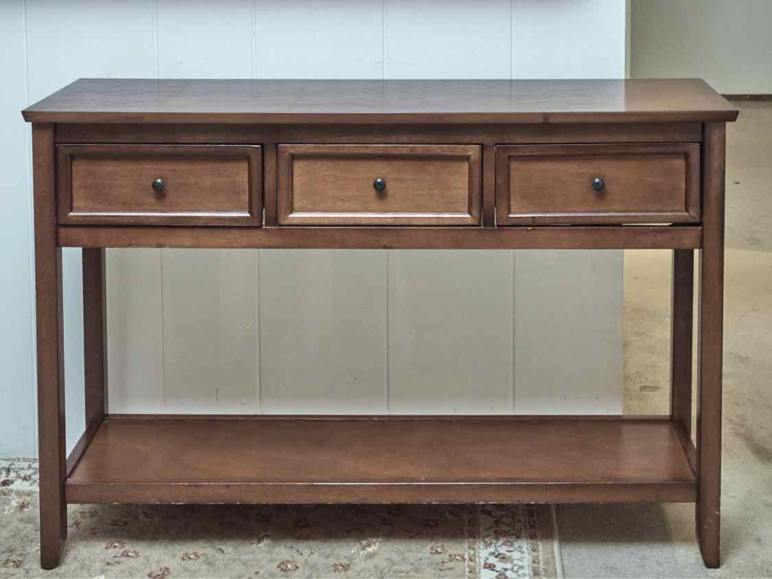 Pier 1 Imports Cherry 3 Drawer & Lower Shelf  Sofa Table/ Console