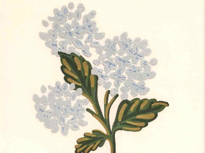Embroidered Hydrangea on White in Light Wood Frame