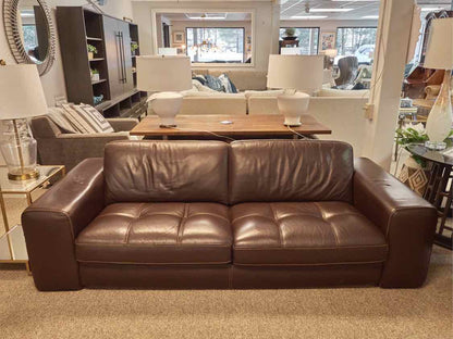 Polaris ' Odessa' Raisin Itatian  Leather 2 Cushion Sofa