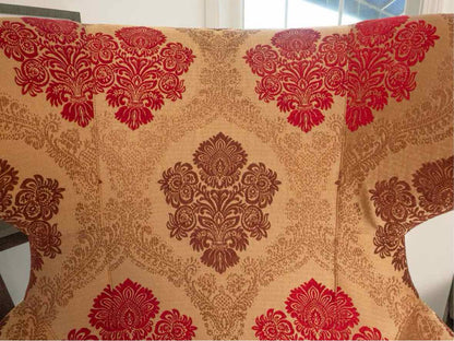 Ethan Allen 'Selby' Upholstered With Leather Sides & Back Wing Back Chair